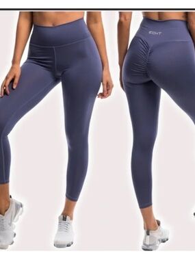 ECHT High-Waist Scrunch-Back Leggings - Slate Blue